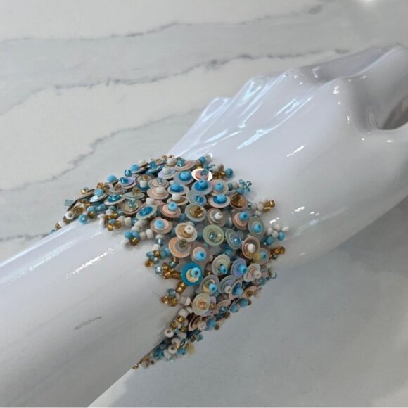 Handmade Boho Gypsy Bead and Sequins Wristlet - Picture 6 of 10